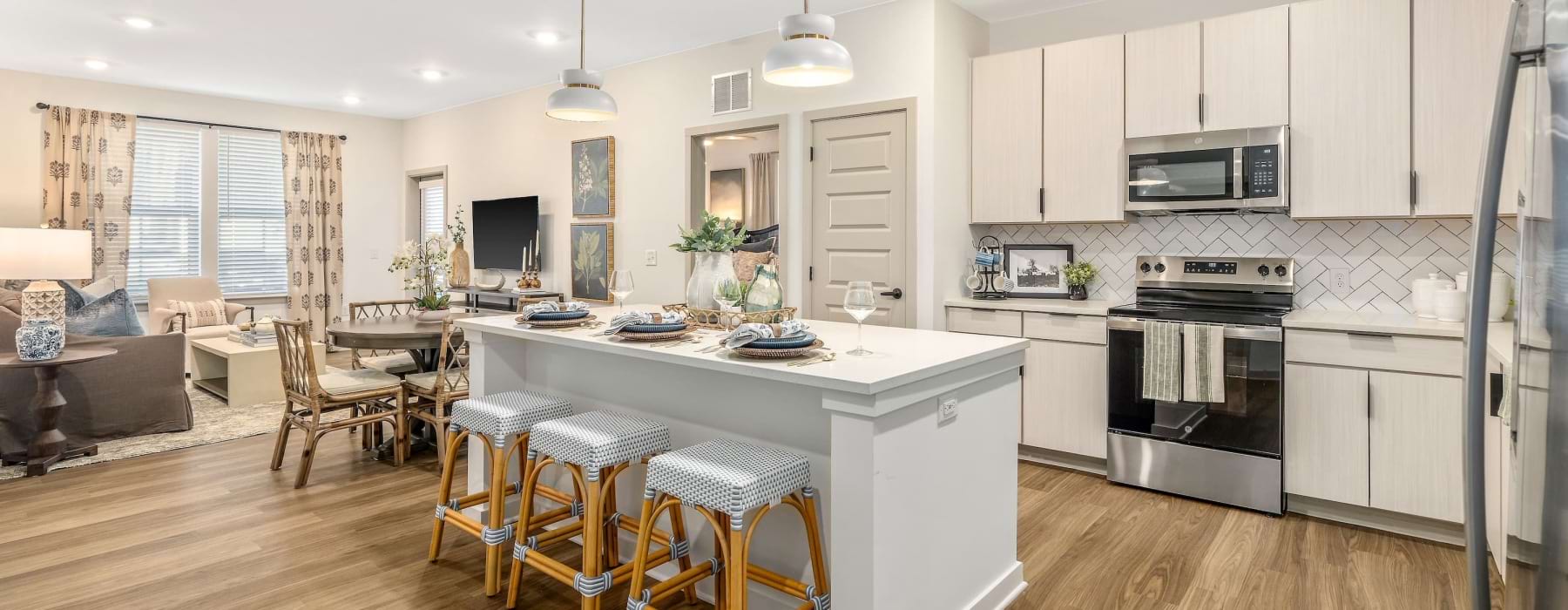 bright kitchen with an island