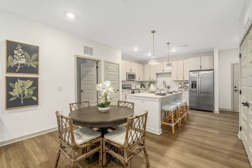 Warm greige Revere Pewter trim and doors in a Portier Midtown apartment